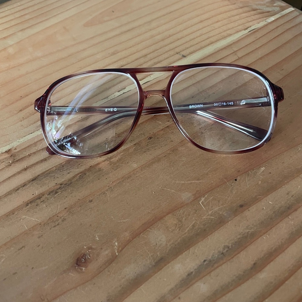 EYE Q Brown Oxford Aviator Glasses Eyeglasses Frame 56 16 145 Preppy Collegiate